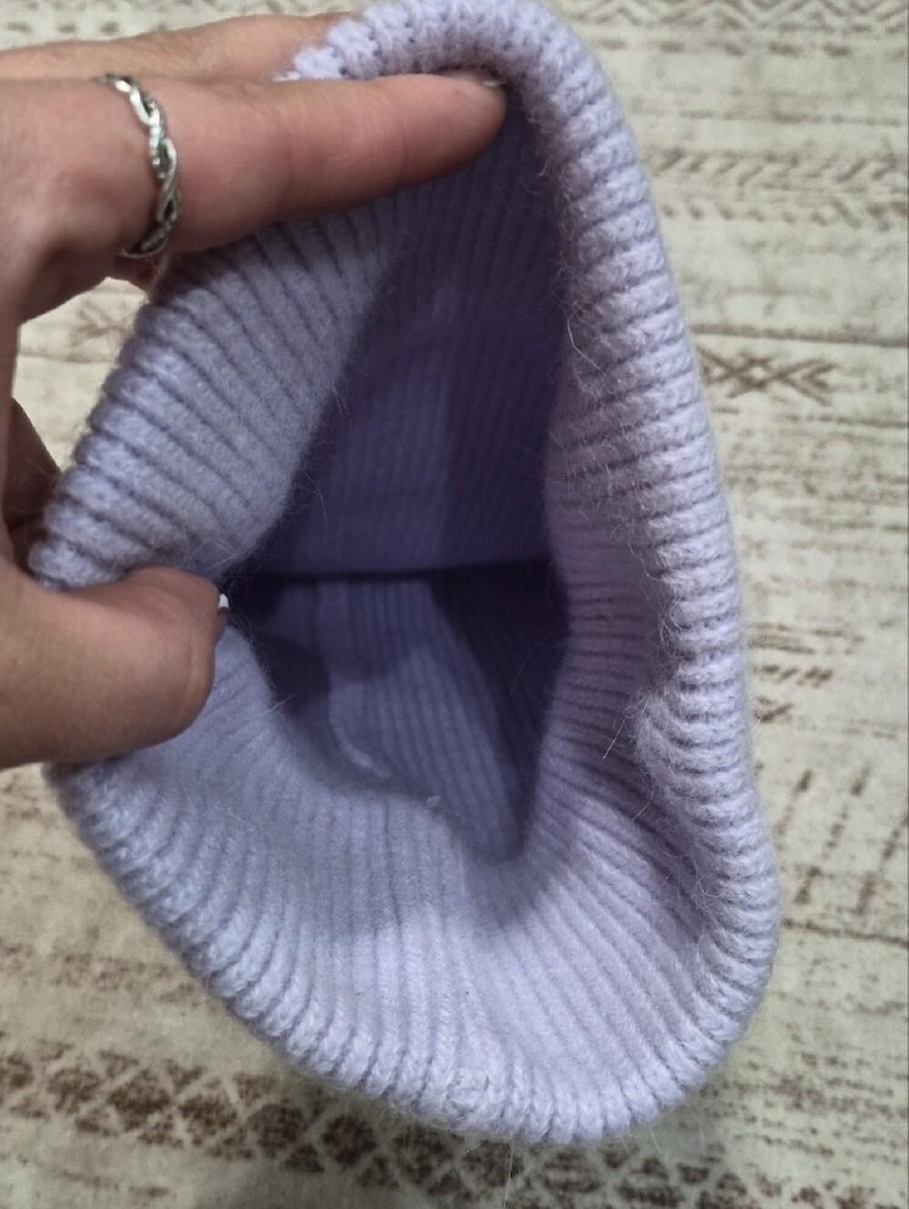 Lavender Ribbed Knit Beanie OS - Picture 3 of 3